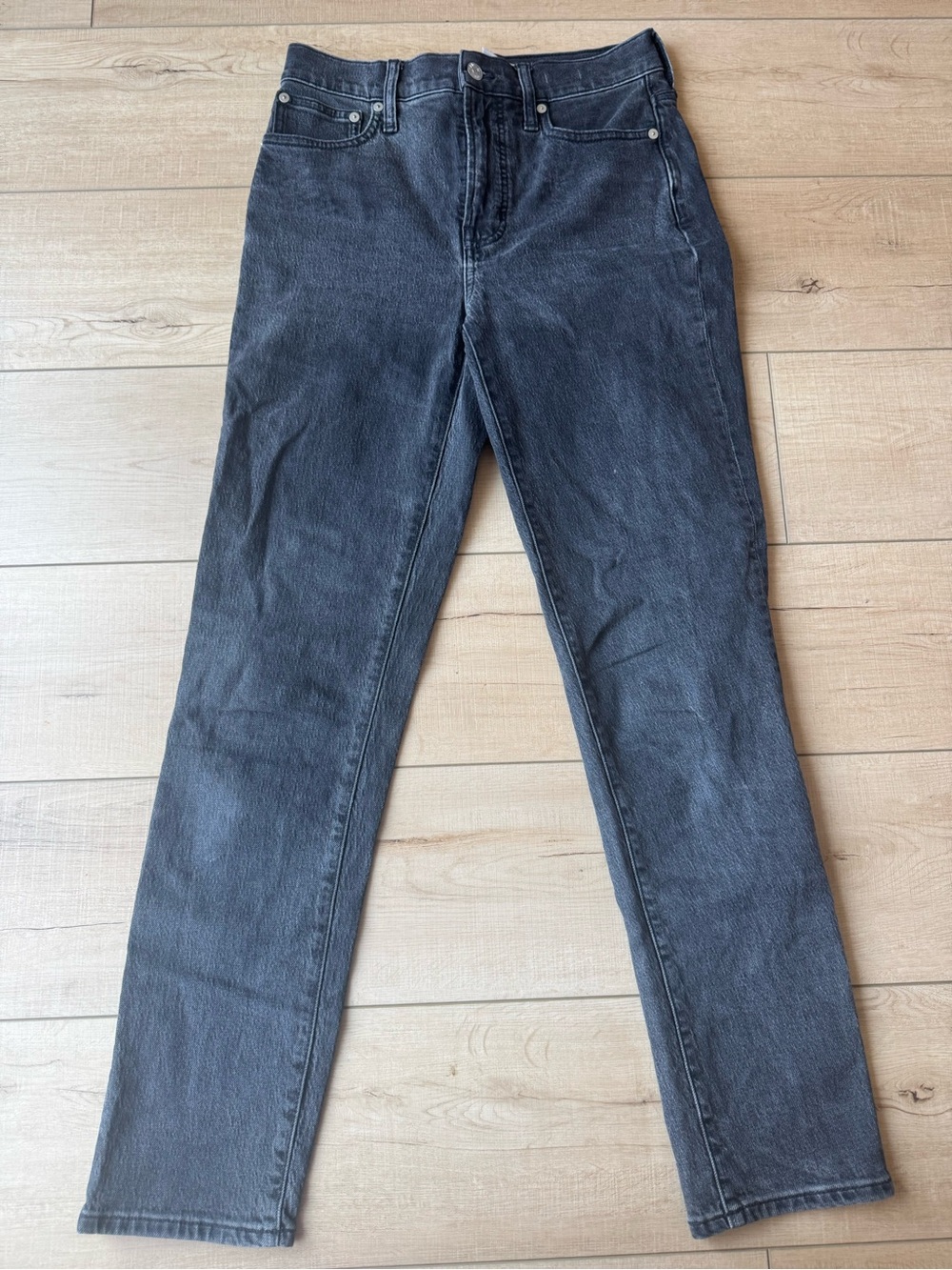Madewell The Perfect Vintage Jean Washed Black High Rise Straight Leg 25 Tall